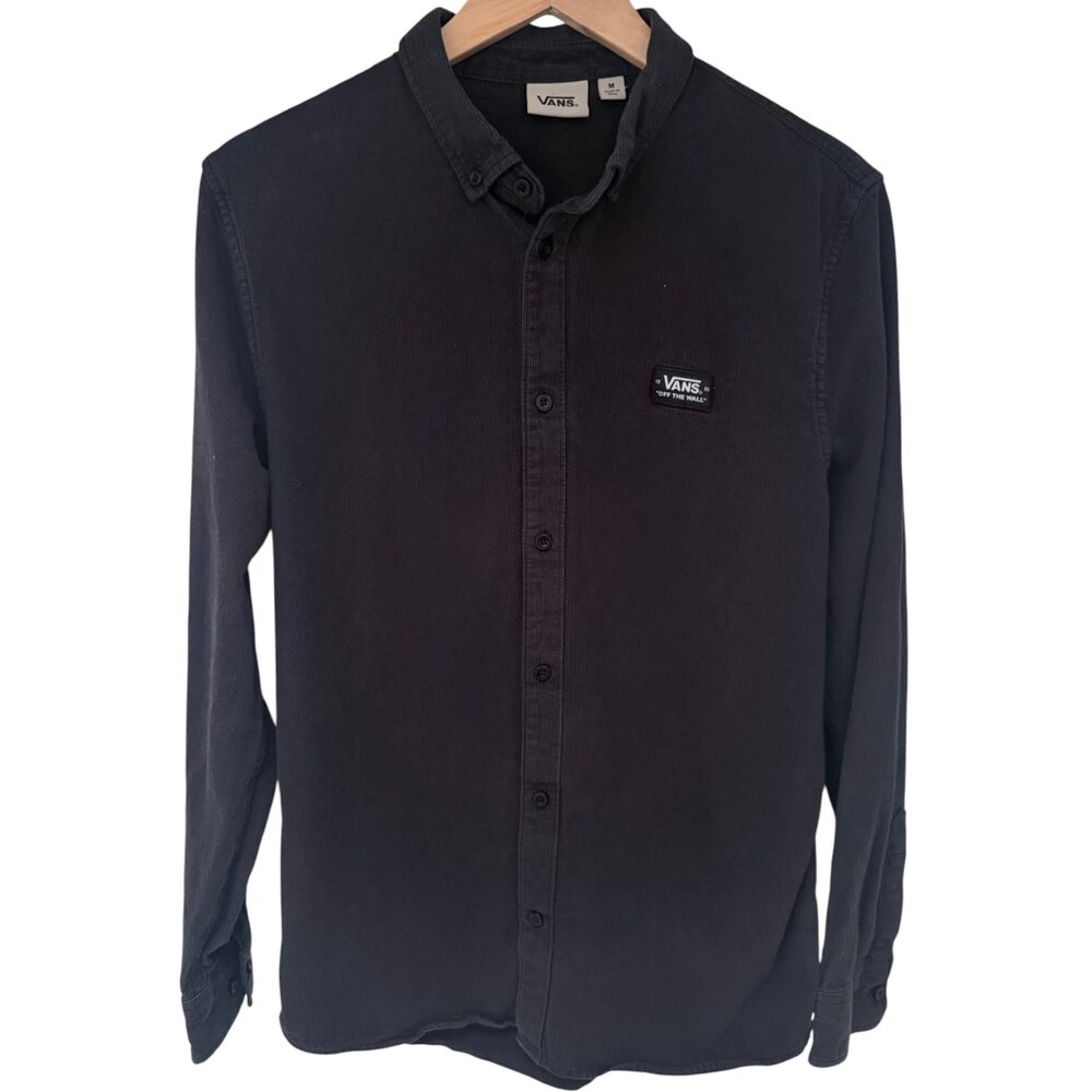Vans Off The Wall Long Sleeve Button-Up Men's M Black Cotton